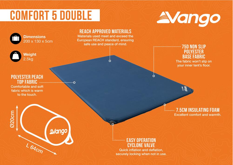 Vango Comfort 5 Double Selfinflating Mat in Neptune-1
