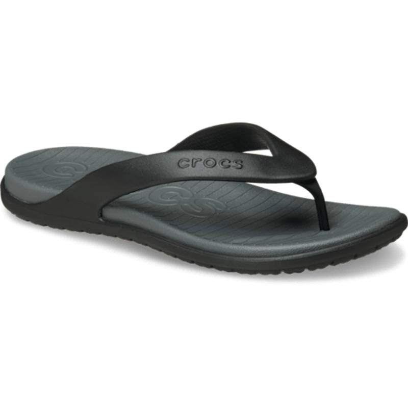 Crocs Coast Flip Flops Mens in Black/Slate Grey-4