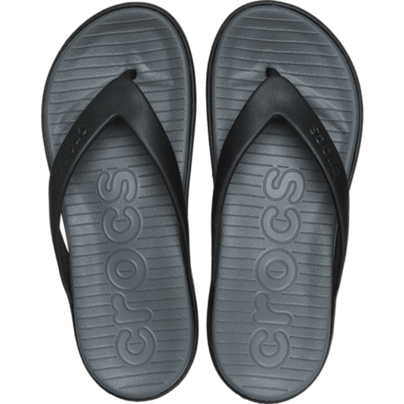 Crocs Coast Flip Flops Mens in Black/Slate Grey-2