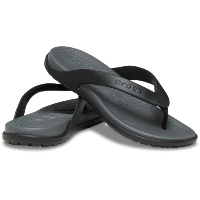 Crocs Coast Flip Flops Mens in Black/Slate Grey-1
