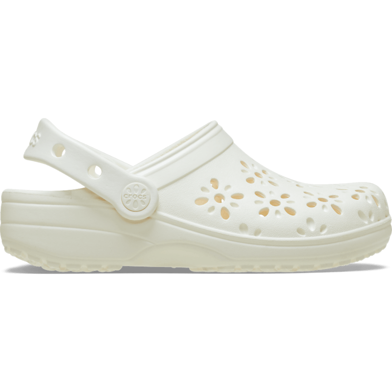 Crocs Classic Floral Cut Out Clog in Chalk
