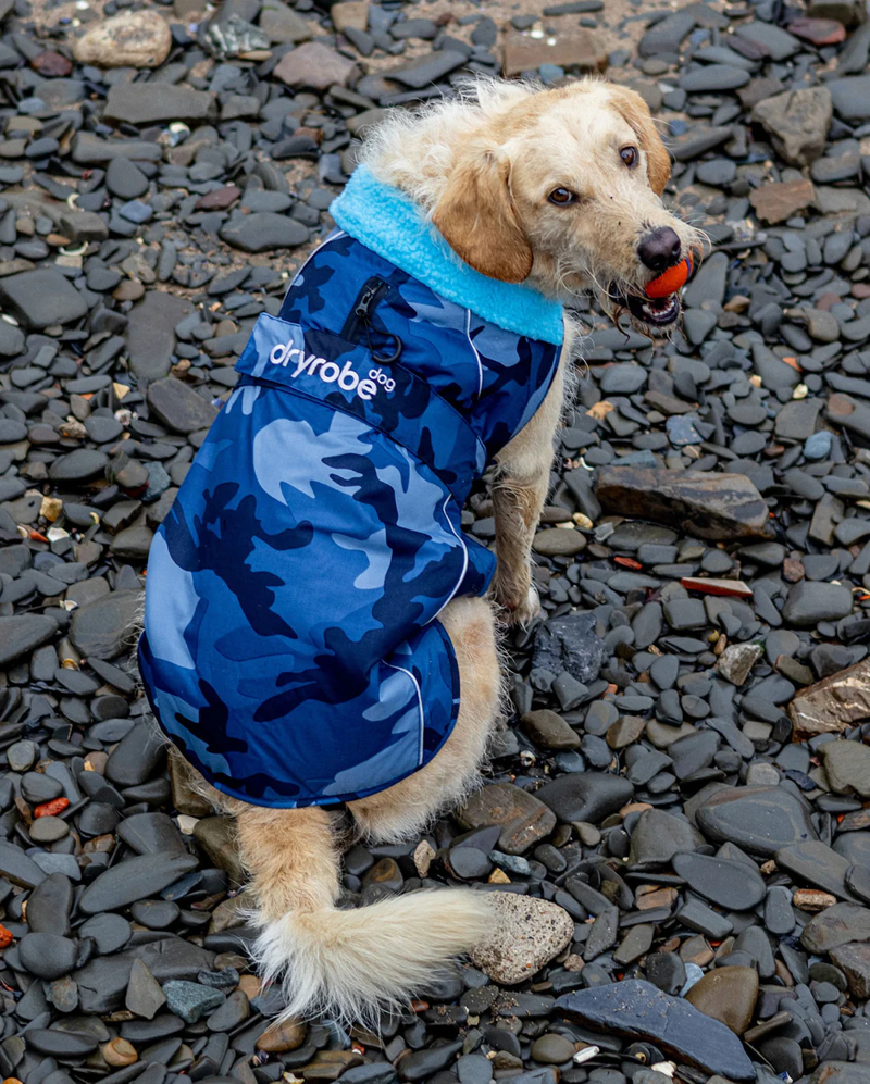 Dryrobe Dog Drying Robe V3 in Blue Camo/Blue-3