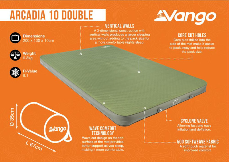 Vango Arcadia 10 Double Self inflating Matt in Olive-1