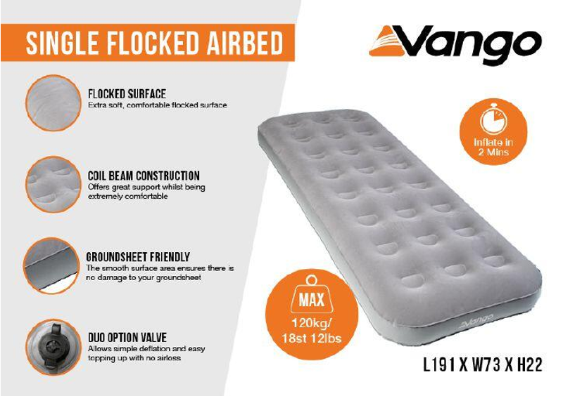 Vango Single Flocked Airbed in Dark Grey-1