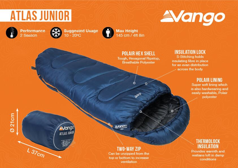 Vango Atlas Junior Sleeping Bag in Midnight Navy-1