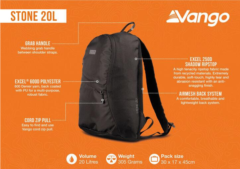 Vango Stone 20L Backpack in Black-3