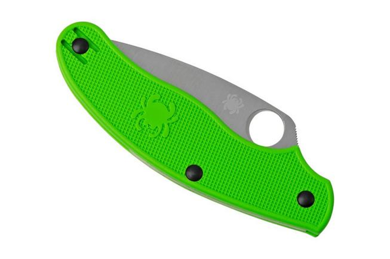 Spyderco UK Penknife Salt  LC200N Plain Edge in Green FRN-4