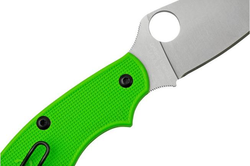 Spyderco UK Penknife Salt  LC200N Plain Edge in Green FRN-5
