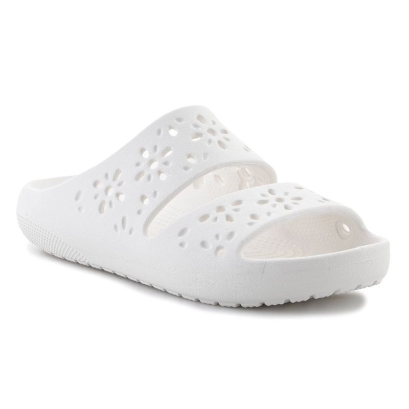 Crocs Classic Floral Cut Out Sandal in Chalk