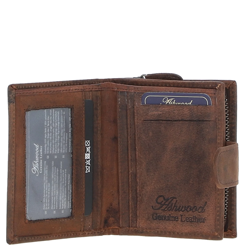 Ashwood Lucy Vintage Look Leather Purse in Brown Mud-2