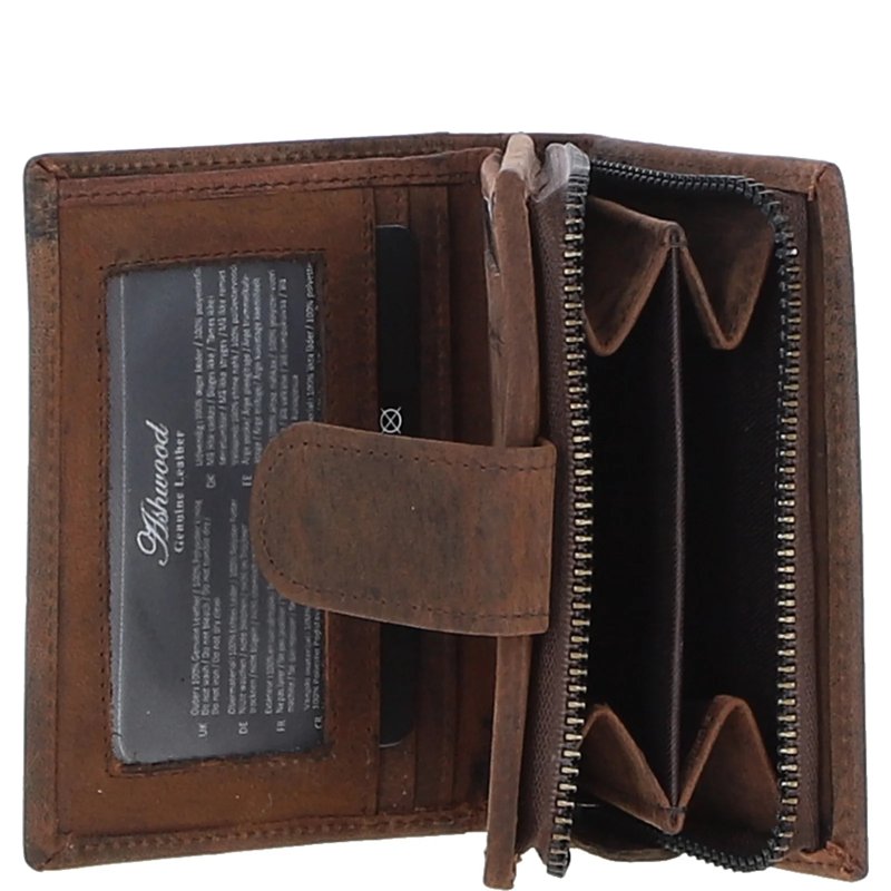 Ashwood Lucy Vintage Look Leather Purse in Brown Mud-1