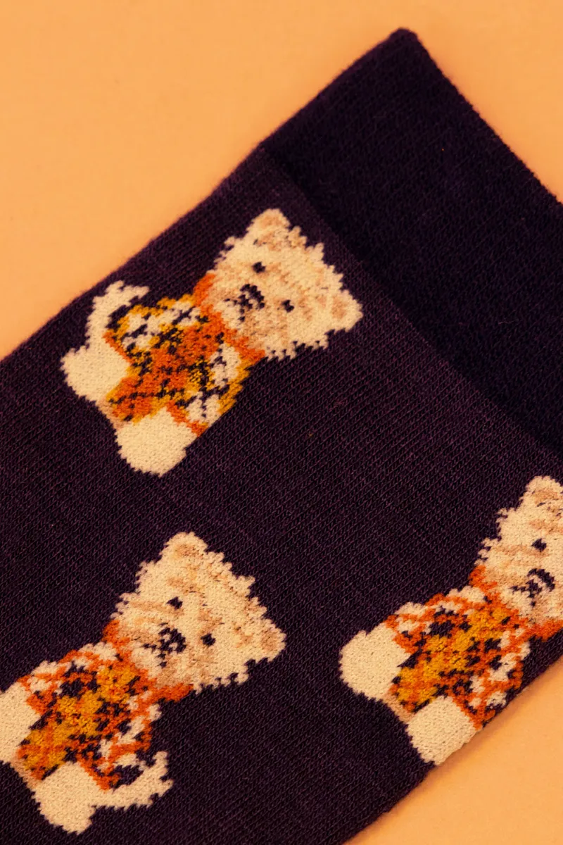 Power Westie Socks Mens in Navy-1