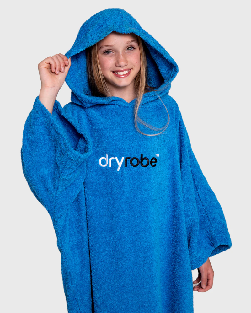 Dryrobe Organic Cotton Towel Robe Kids in Cobalt Blue-1