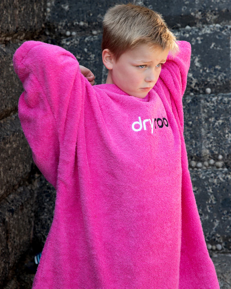 Dryrobe Organic Cotton Towel Robe Kids in Pink-3