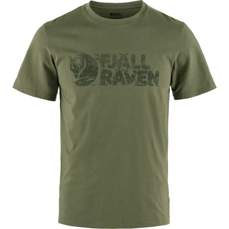 Fjallraven Lush Logo T-shirt Mens in Laurel Green