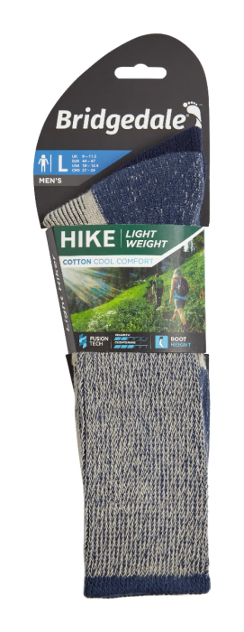 Bridgedale HIKE Lightweight Cotton Cool Comfort socks Mens in indigo-2
