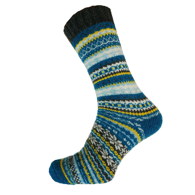 Gemjar Nordic Pattern Socks Mens in Teal