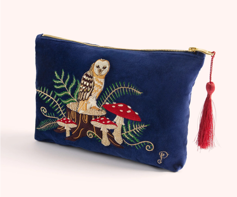 Powder Woodland Owl Zip Pouch