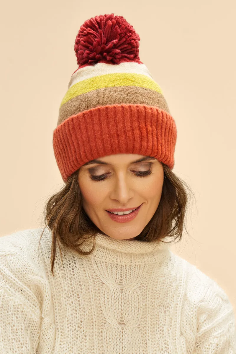Powder Lilia Bobble Hat in Sunset Mix