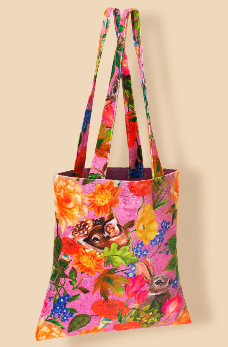 Powder Whimsical Woodland Velvet Tote Bag-1