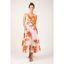 Terre Rouge Loose Cotton Dress in White Flowery Coral
