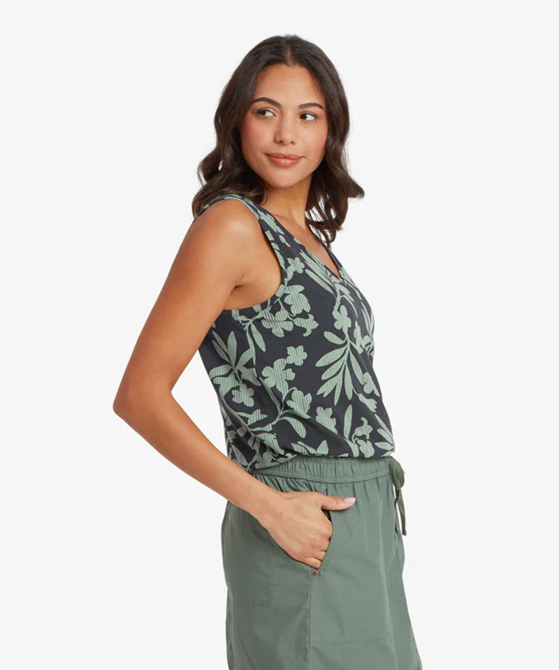 Sherpa Neha V-Neck Tank Top Womens in Black Gurans-3