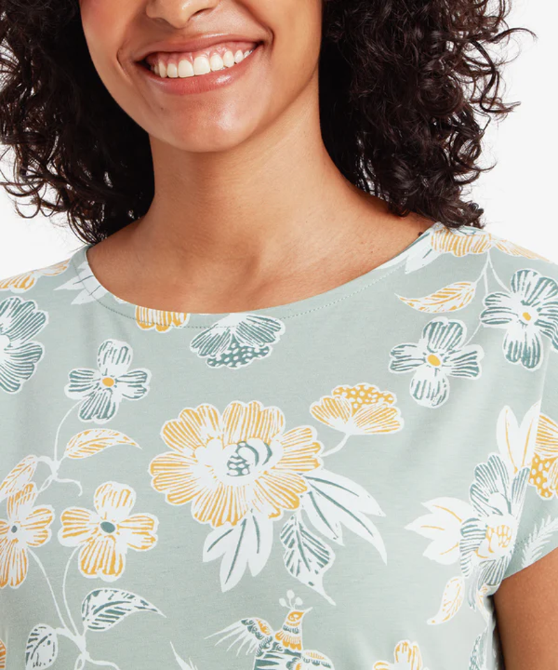 Sherpa Neha Tee Womens in Celery Floral-4