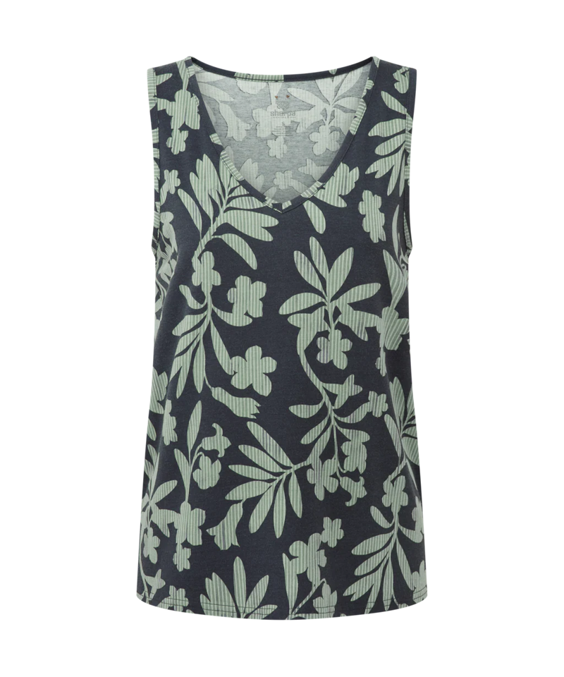 Sherpa Neha V-Neck Tank Top Womens in Black Gurans
