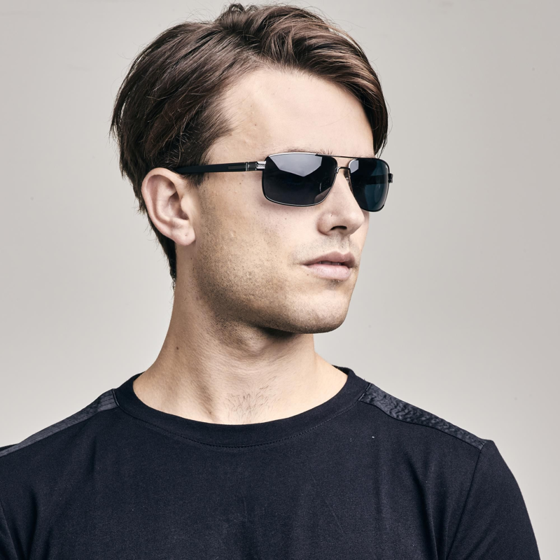 Sinner Durness Polarised Sunglasses in Shiny Black Metal-3