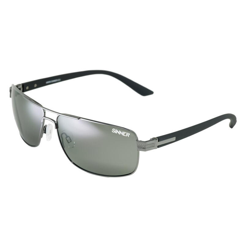 Sinner Durness Polarised Sunglasses in Shiny Black Metal