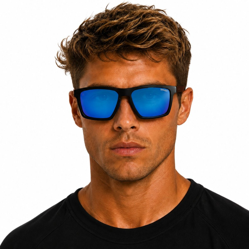 Sinner Arary Polarised Sunglasses in Matte Black/Dark Blue-4