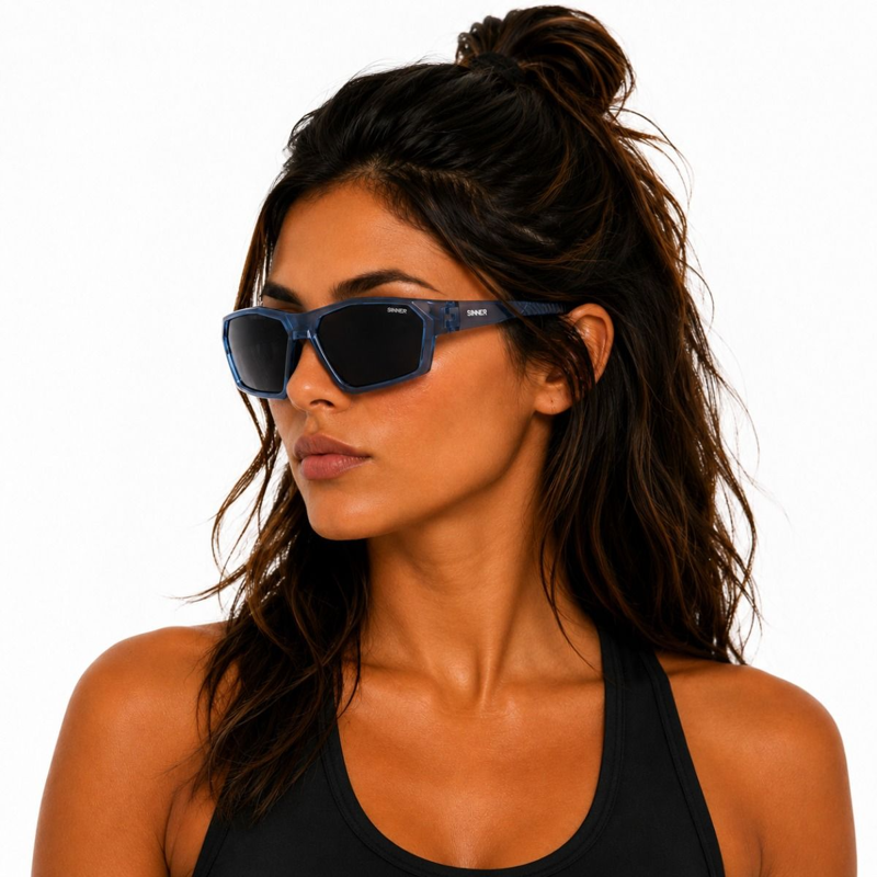Sinner Parkia Polarised Sunglasses in Dark Blue/Matte Black -5