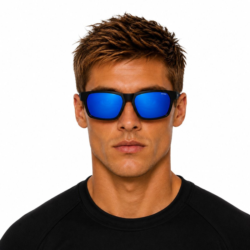 Sinner Faveira Polarised sunglasses in Matte Black/Ice Blue-3