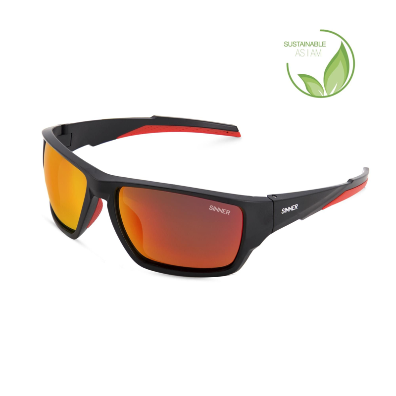 Sinner Jacara Polarised Sunglasses in Matte Black/Red