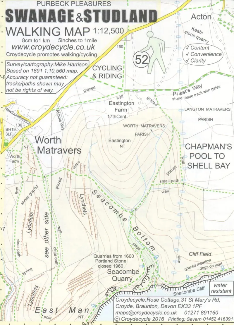 Croyde Cycle Swanage and studland Walking Map