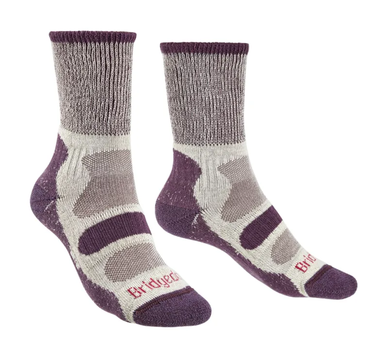 Bridgedale HIKE Lightweight Cotton Cool Comfort sock Womens in Plum
