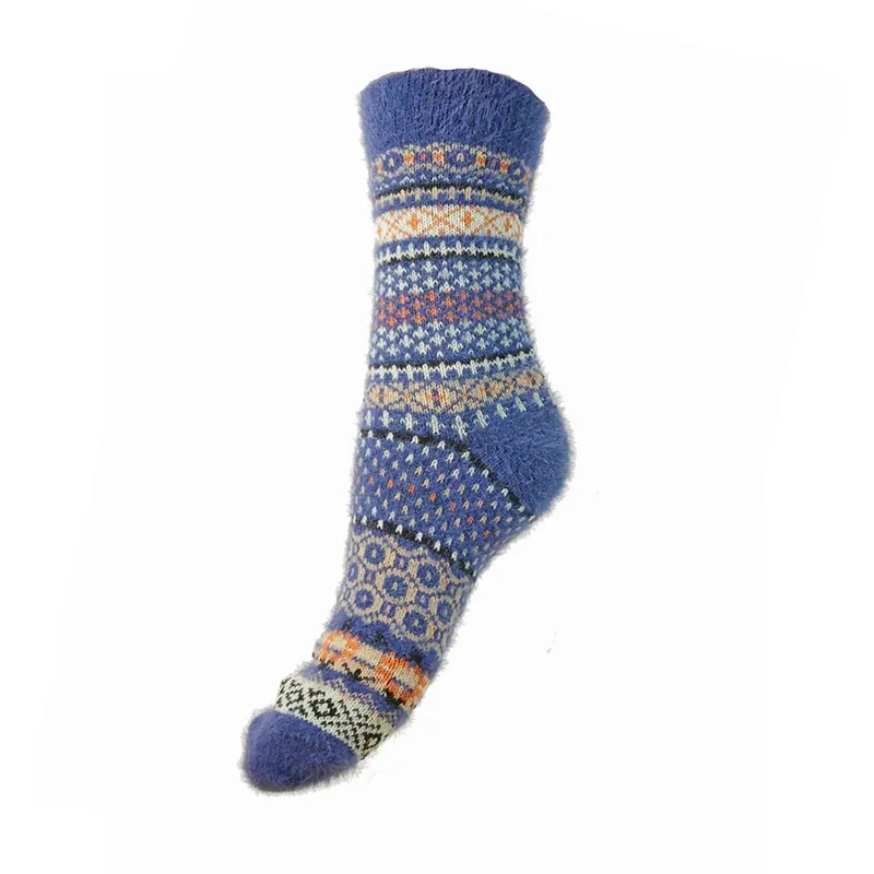 Gemjar Scandi Pattern Wool Blend Socks Womens in Blue
