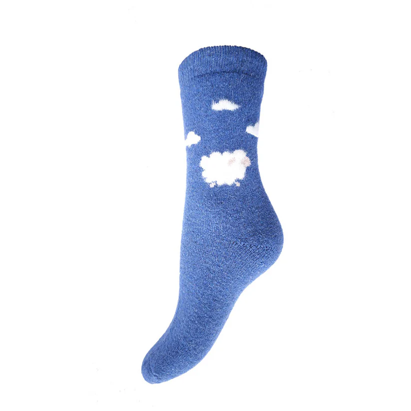 Gemjar Blue Wool Blend Sheep Socks Womens