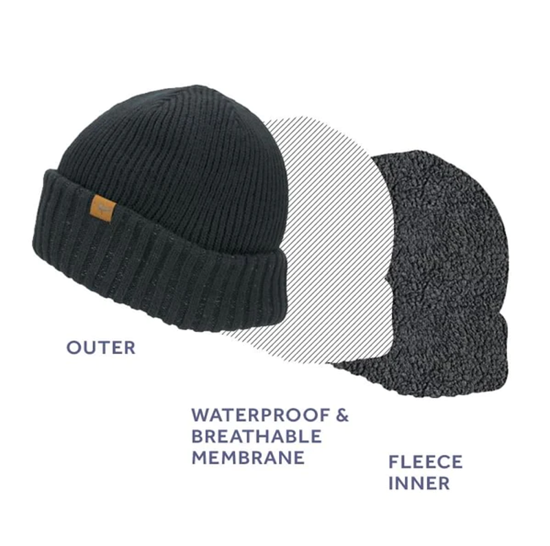 Sealskinz Bacton Waterproof Cold Weather Roll Cuff Beanie in Grey-1