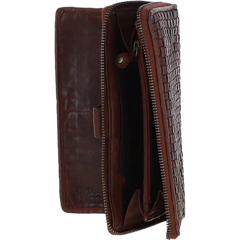 Ashwood Woven Leather Purse  D-84  in Cognac-3