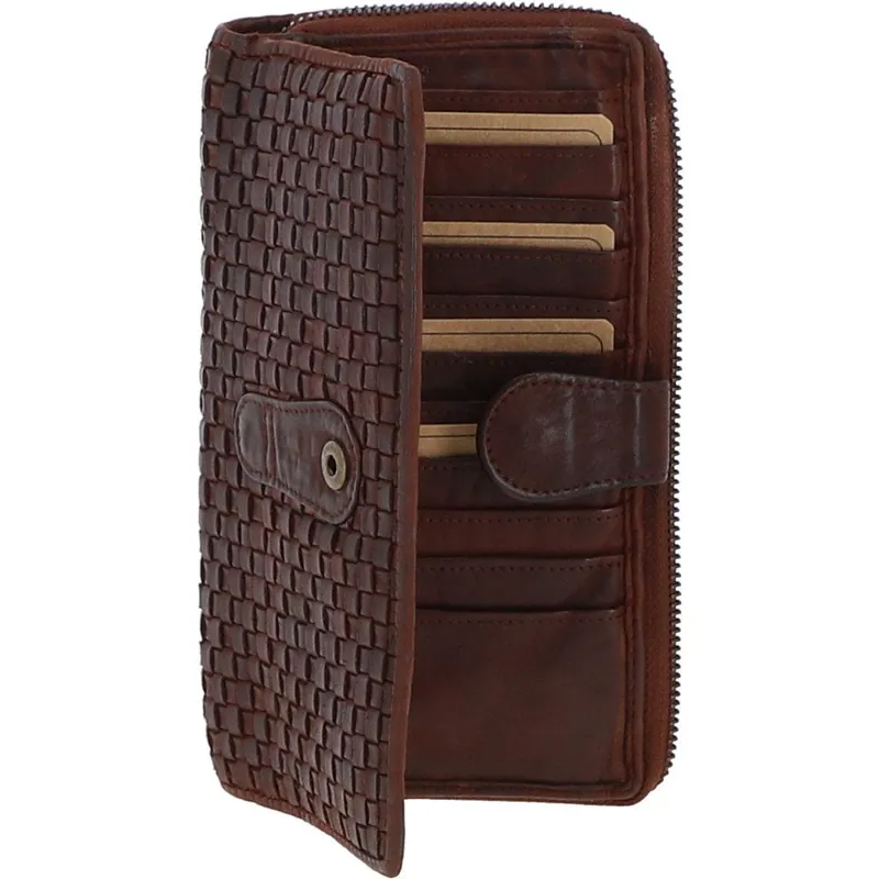 Ashwood Woven Leather Purse  D-84  in Cognac