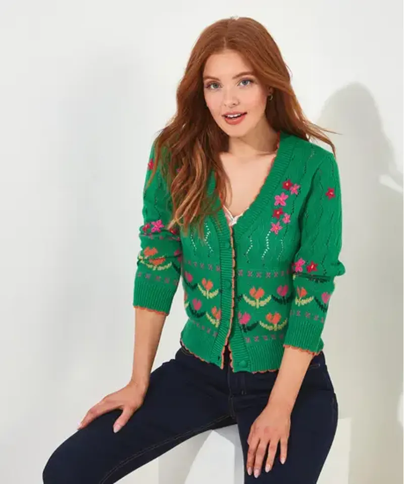 Joe Browns Sylvie Tulip Cardigan Womens in Green