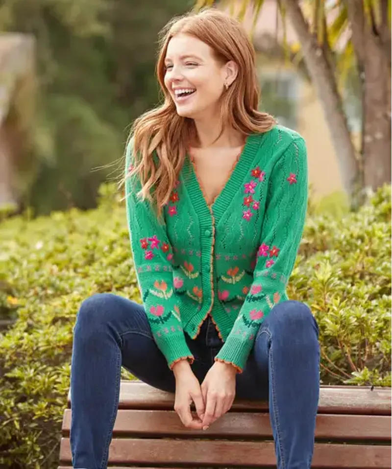 Joe Browns Sylvie Tulip Cardigan Womens in Green-2
