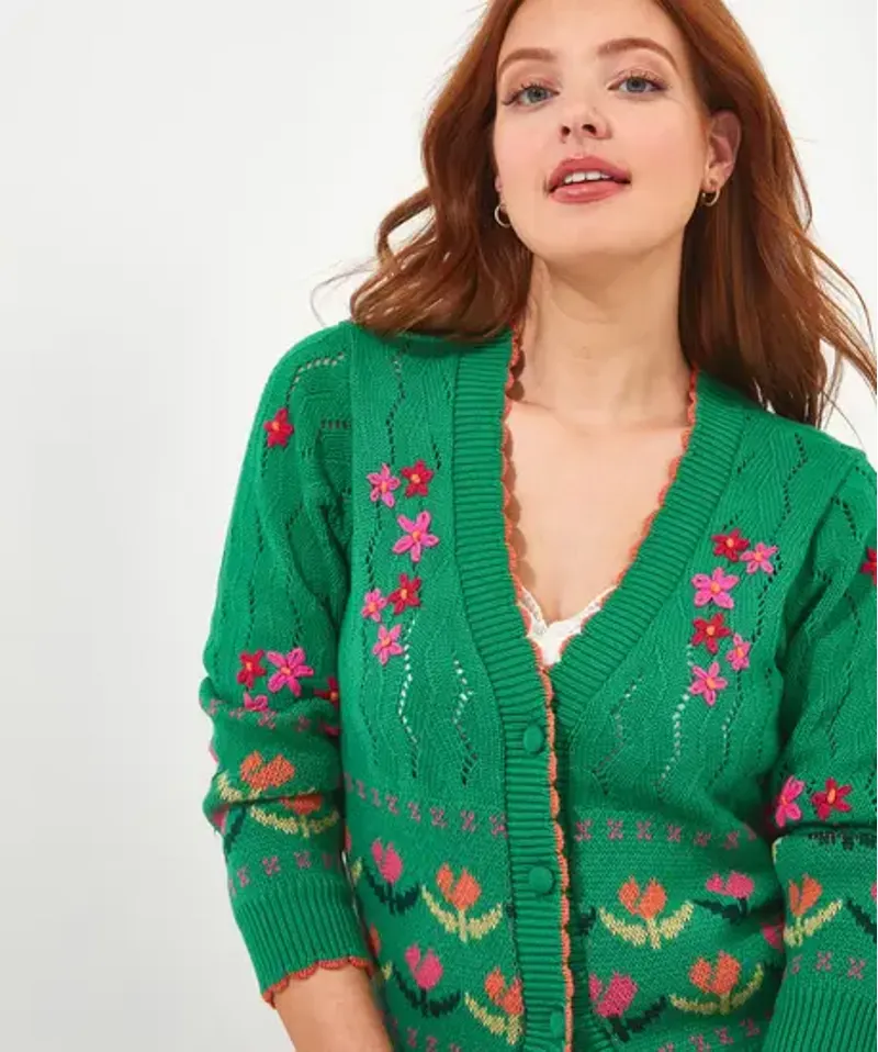Joe Browns Sylvie Tulip Cardigan Womens in Green-5