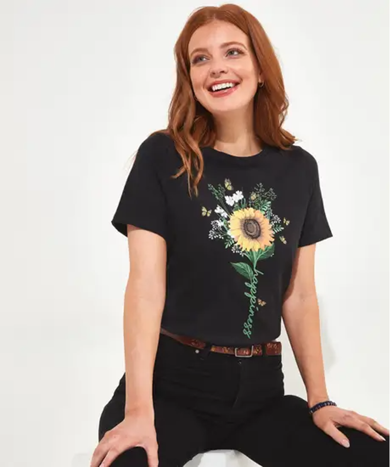 Joe Browns Happiness Graphic T-Shirt Womens in Black