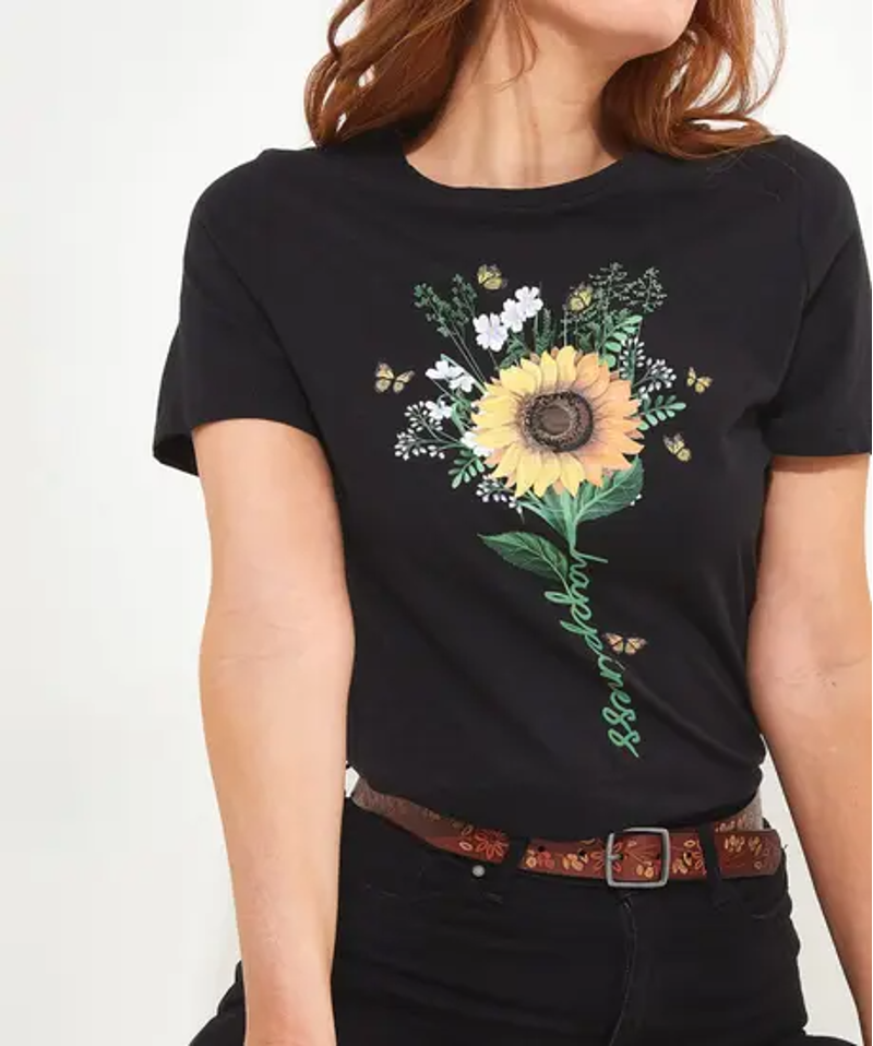 Joe Browns Happiness Graphic T-Shirt Womens in Black-4